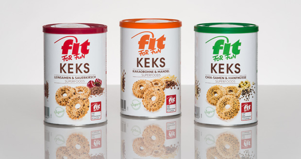 Sonoco provides composite cans to package Fit for Fun biscuits by Hans Freitag