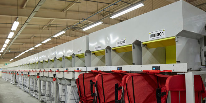Axiom automates B2C Europe with 100 destination packet mail sorter