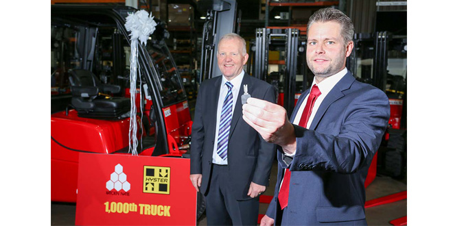 International logistics services and port operations provider Katoen Natie rolls out 1000th Hyster truck