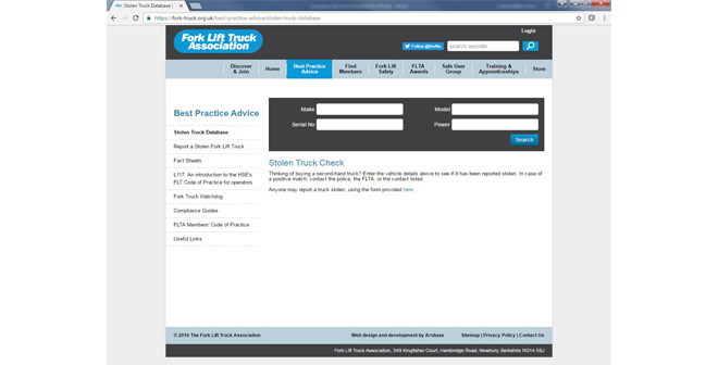 FLTA launches Stolen Fork Lift Truck Database