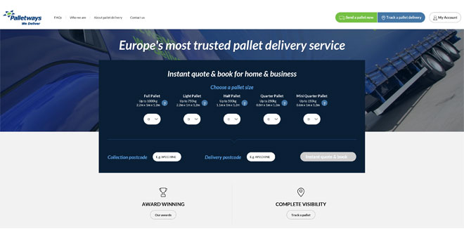 Palletways launches online pallet booking service in UK