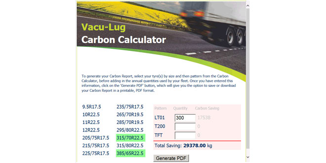 The new Vacu-Lug Carbon Calculator tool generates real personalised data for fleets