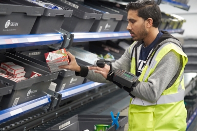 Medium-movers are picked using RF technology and an intelligent conveyor system