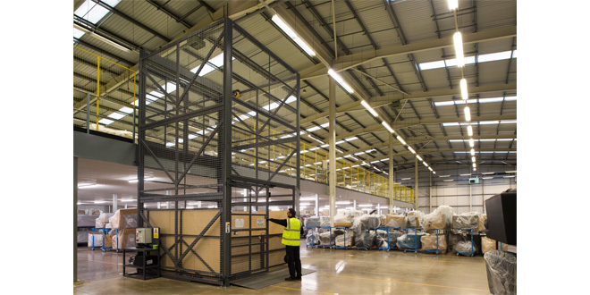 DFS LIFTS WAREHOUSING EFFICIENCY TO NEW LEVEL with Transdek Mezzanine lift