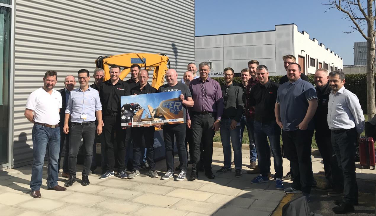Hiab Sales Team in Italy visiting the Effer HQ and meeting the Effer team