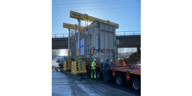 Hydra-Slide Low Profile System Skids Transformer Under Bridge and onto Foundation