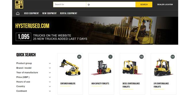 NEW HYSTER WEBSITE TO MEET DEMAND FOR USED EQUIPMENT