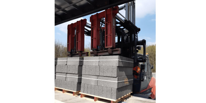 Bespoke handling solution for building materials manufacturer from BandB Attachments BlockMaster