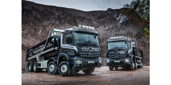 Robust, fuel-efficient Mercedes-Benz Arocs tippers dig in with Barrachander Quarry