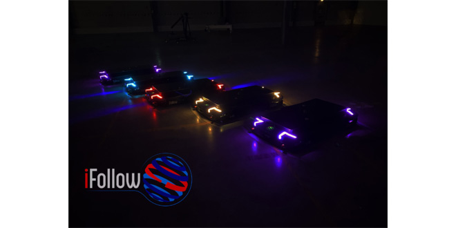 iFollow slimline autonomous mobile robots AMRs can carry two roll cages at once